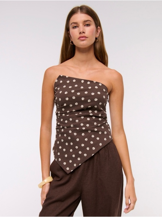 Abercrombie & Fitch Tops - Abercrombie & Fitch Brown Polka Dot Asymmetric Tube Top